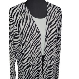 Agnes Orinda Zebra print long sleeve open cardigan Size 2X